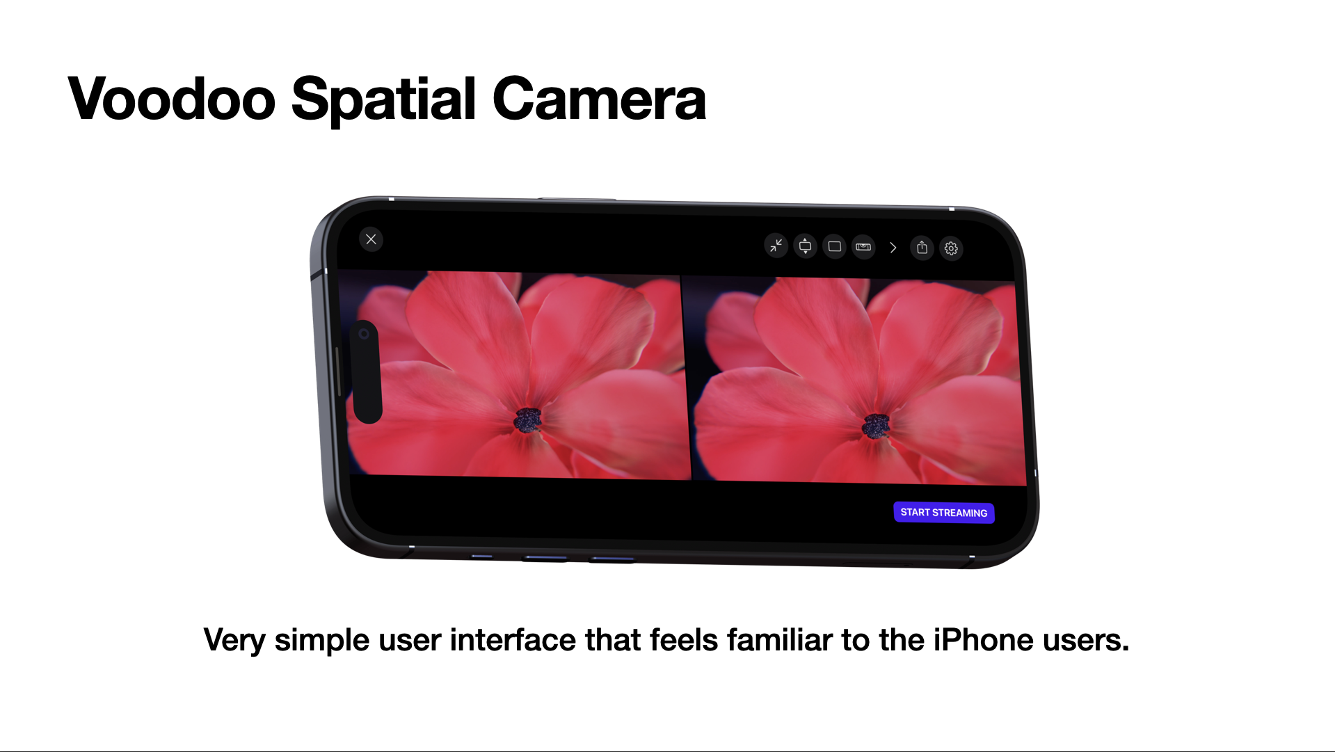 Capture-side interface on iPhone, a simple one-tap-to-go-live screen.